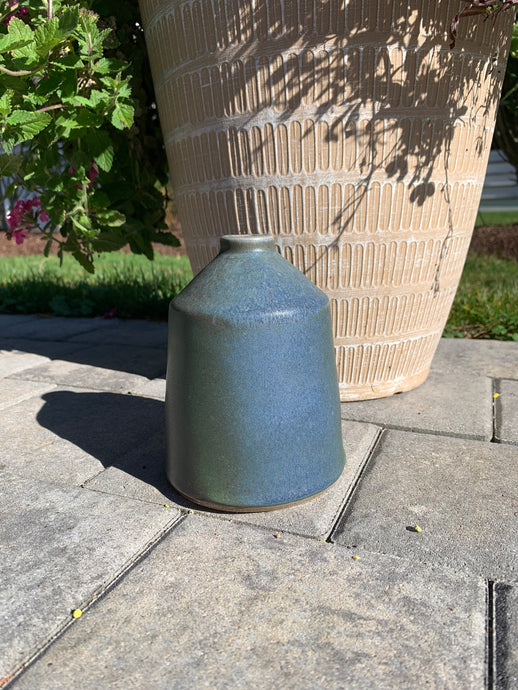 Wood Fired Angular Blue-Green Vases
