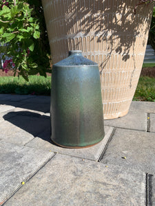 Wood Fired Angular Blue-Green Vases