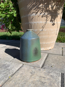 Wood Fired Angular Blue-Green Vases