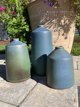 Load image into Gallery viewer, Wood Fired Angular Blue-Green Vases