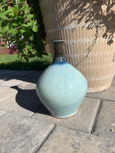 Load image into Gallery viewer, Wood Fired Round Blue and Black Vases