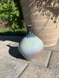 Wood Fired Round Blue and Black Vases